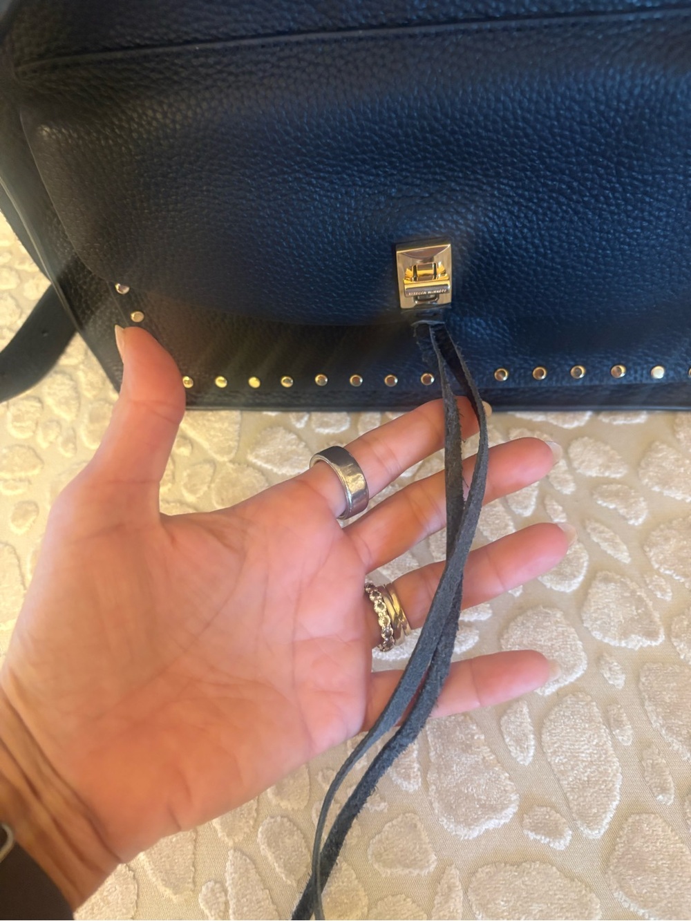 Rebecca Minkoff Black Leather Shoulder Bag with Gold Hardware - Picture 5 of 8